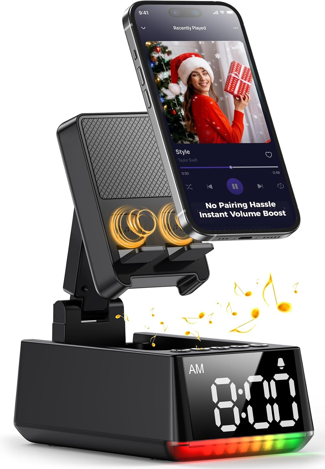 CHIFENCHY Birthday Gifts for Men Women, Cell Phone Stand Bluetooth Speaker with Anti-Slip Base, Hd Surround Sound, Cool Multi Functional Gadget, Unique Gift for Him, Her, Husband, Wife, Dad, Mom