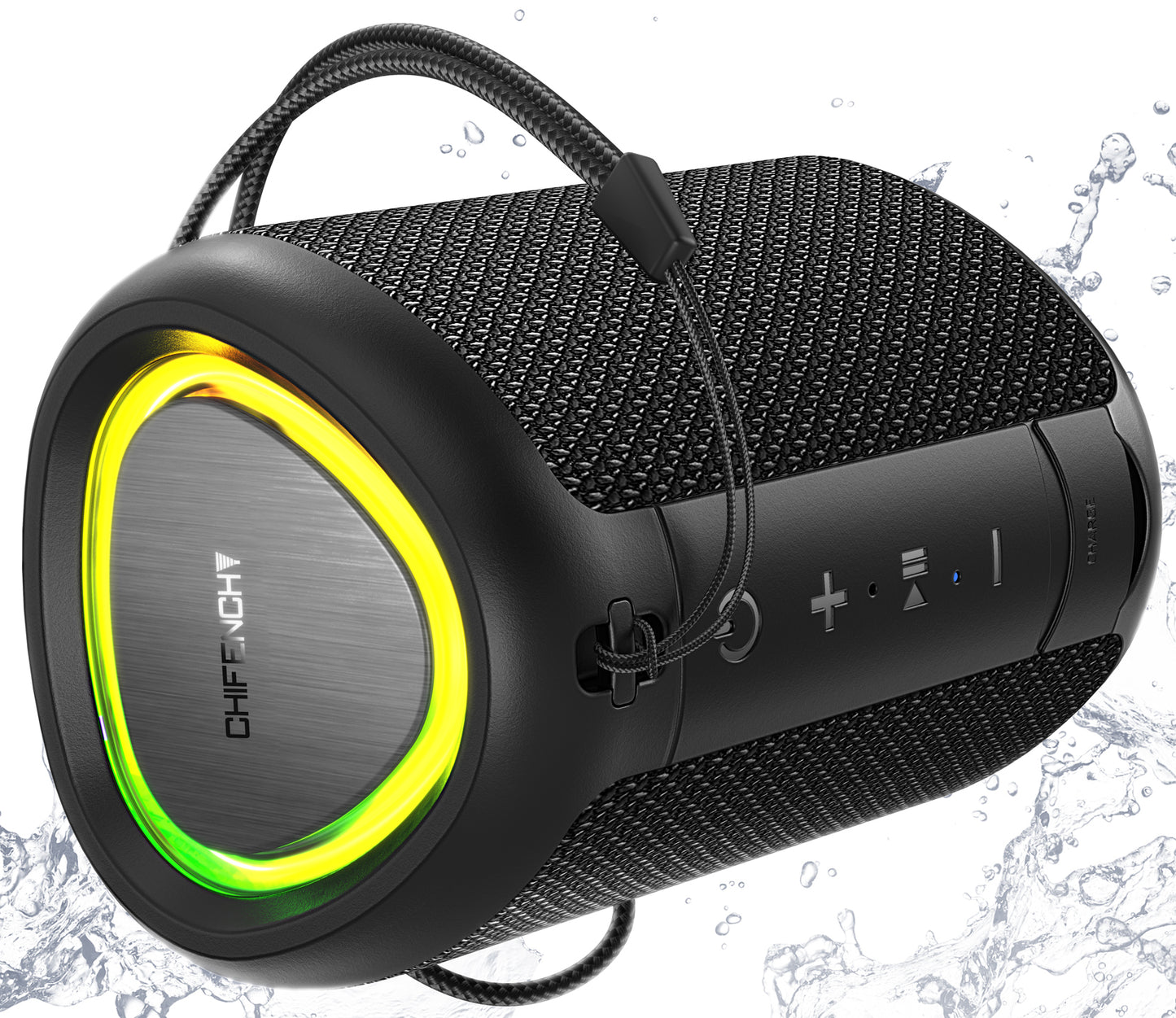 Portable Bluetooth Speaker with Lights, IPX5 Waterproof, Long Playtime, AUX and TF card input, Bluetooth 5.3, TWS pairing